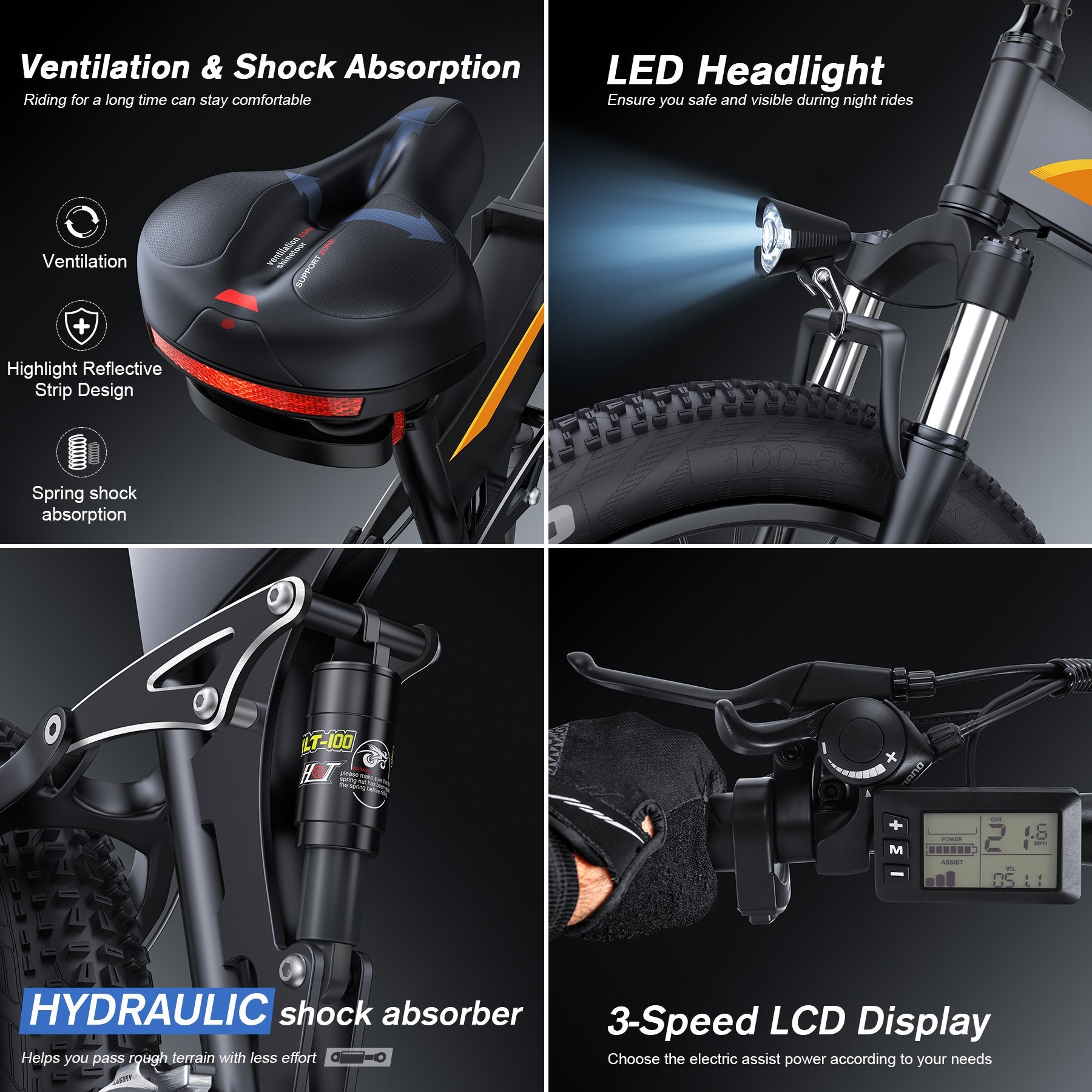 TotGuard T-268 All Terrain Folding Fat Tire Electric Bike - TotGuard
