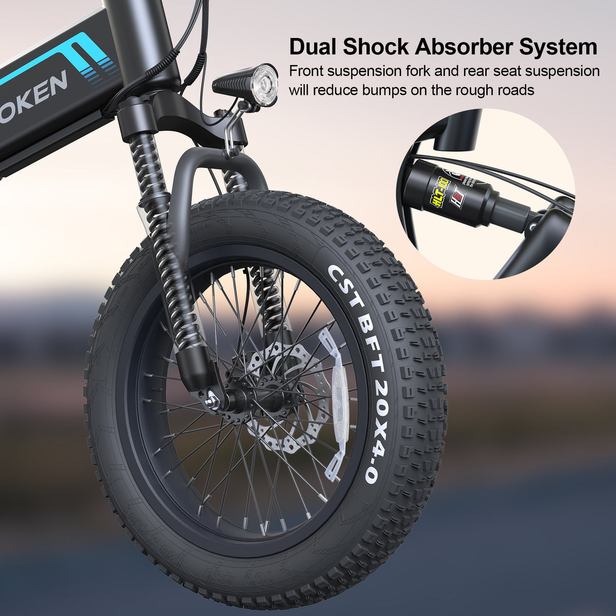 TotGuard Wooken Full Suspension Folding Fat Tire Electric Bike - TotGuard