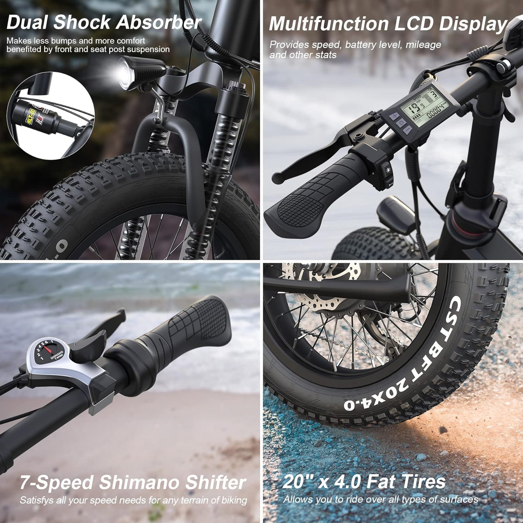 TotGuard W-206 Full Suspension Folding Fat Tire Electric Bike - TotGuard