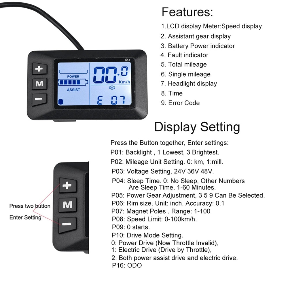TotGuard Electric Bike LCD Display Meter