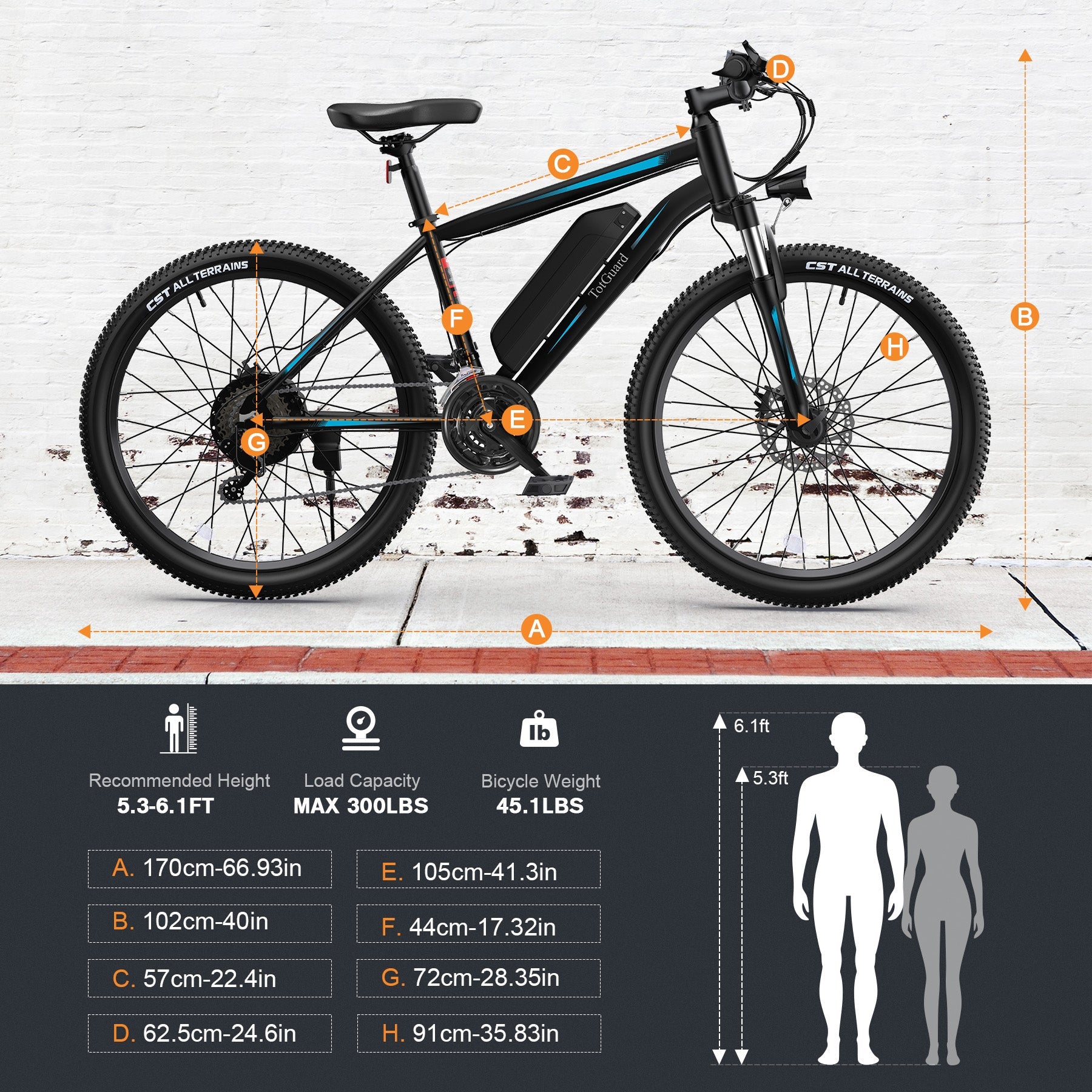 TotGuard T-266 Adult Commuter Electric Mountain Bike - TotGuard