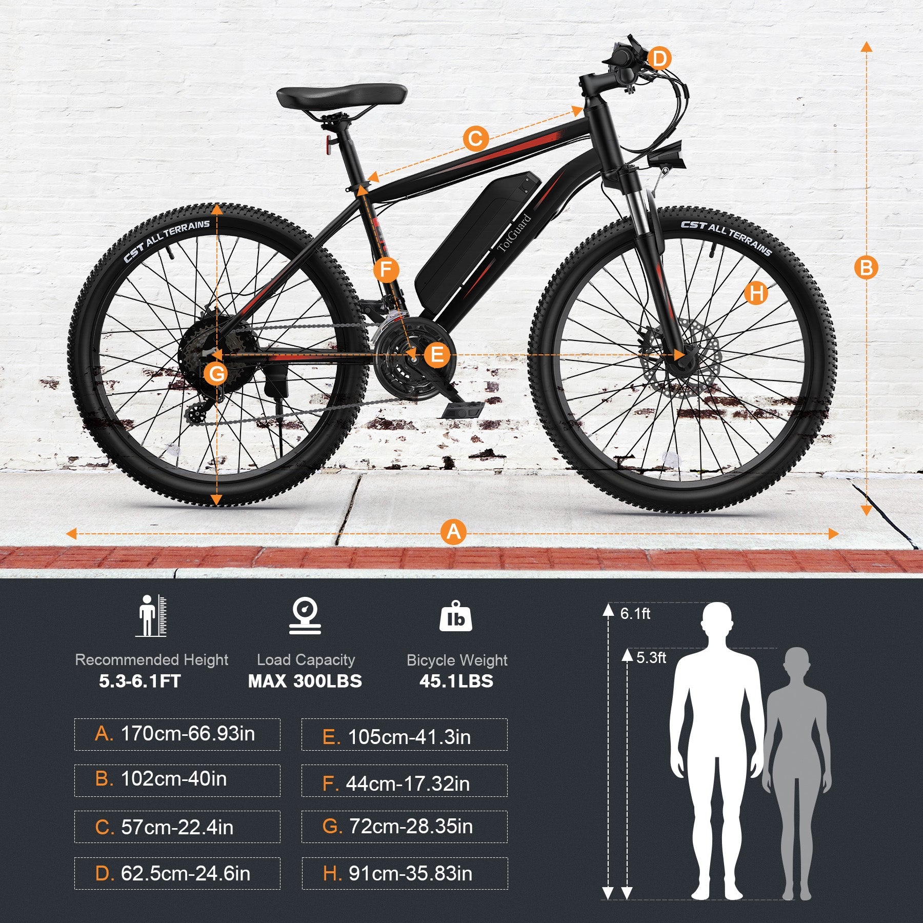 TotGuard T-266 Adult Commuter Electric Mountain Bike - TotGuard