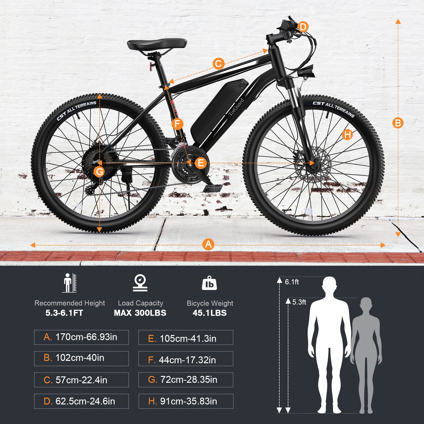 TotGuard Rider Adult Commuter Electric Mountain Bike - TotGuard