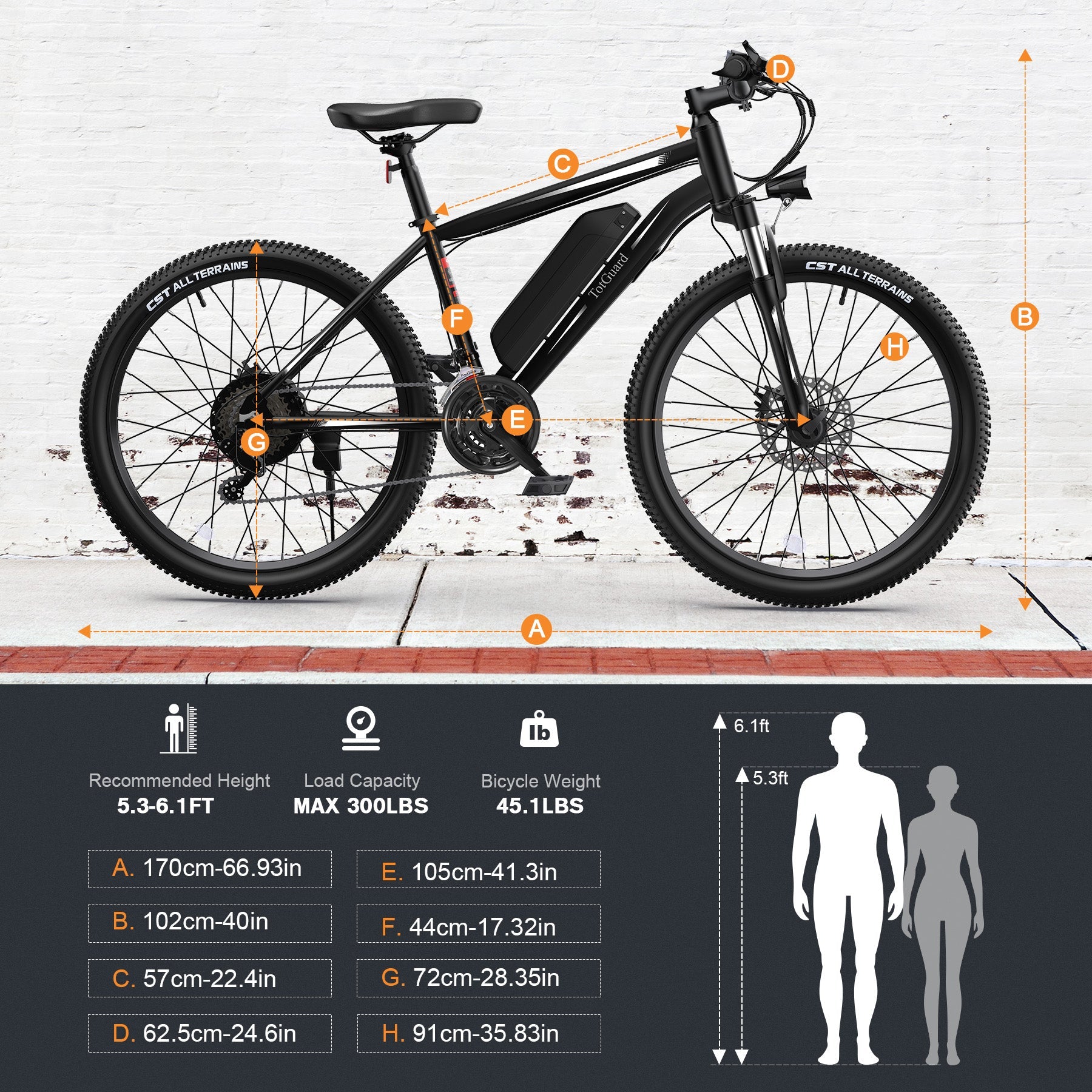 TotGuard T-266 Adult Commuter Electric Mountain Bike - TotGuard