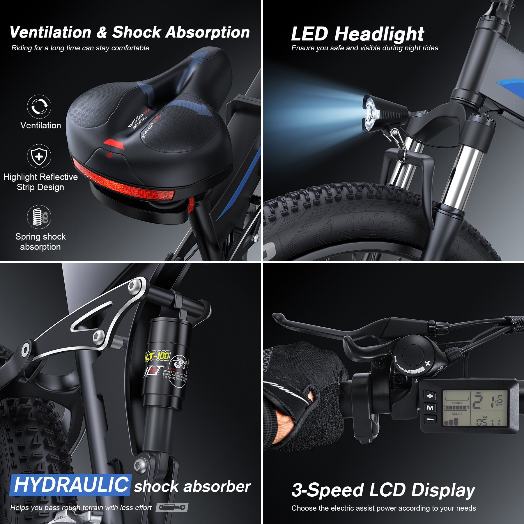 TotGuard T-268 All Terrain Folding Fat Tire Electric Bike - TotGuard