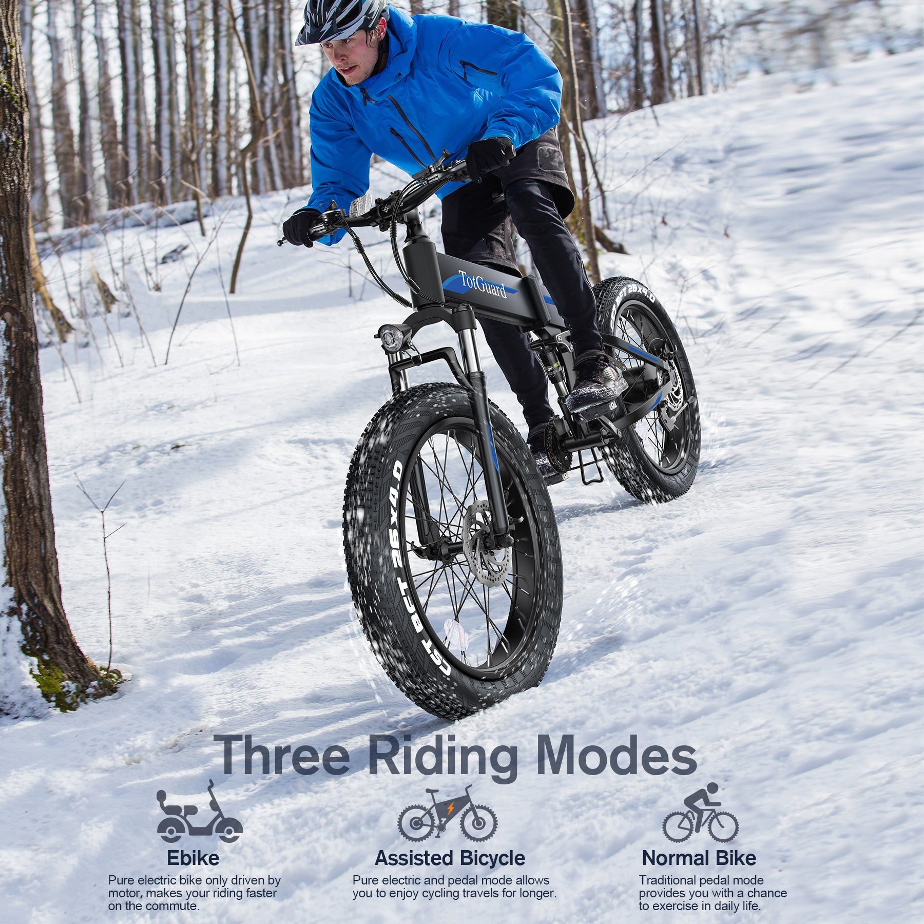 TotGuard T-268 All Terrain Folding Fat Tire Electric Bike - TotGuard
