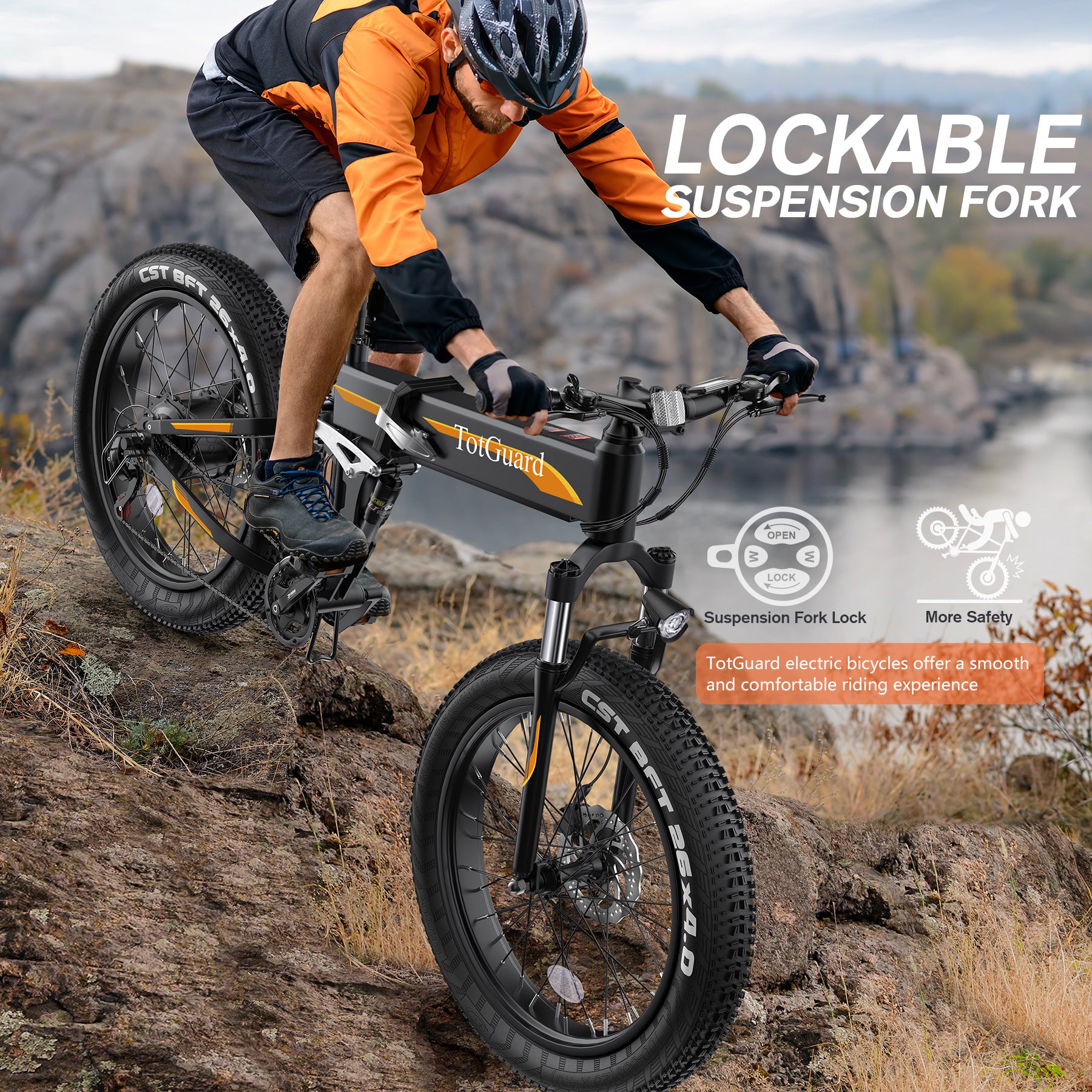 TotGuard Pioneer All Terrain Folding Fat Tire Electric Bike - TotGuard