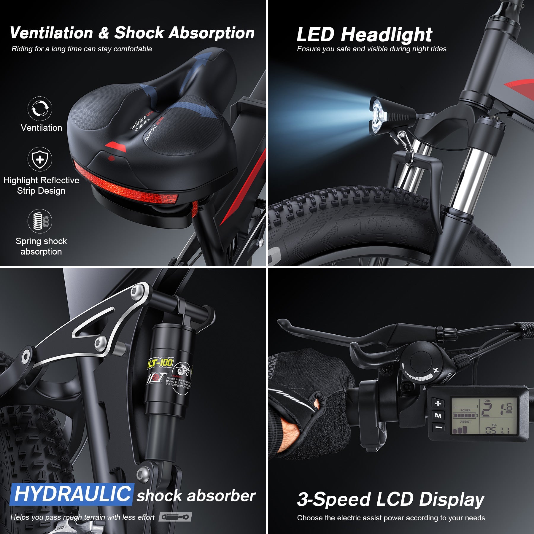 TotGuard T-268 All Terrain Folding Fat Tire Electric Bike - TotGuard