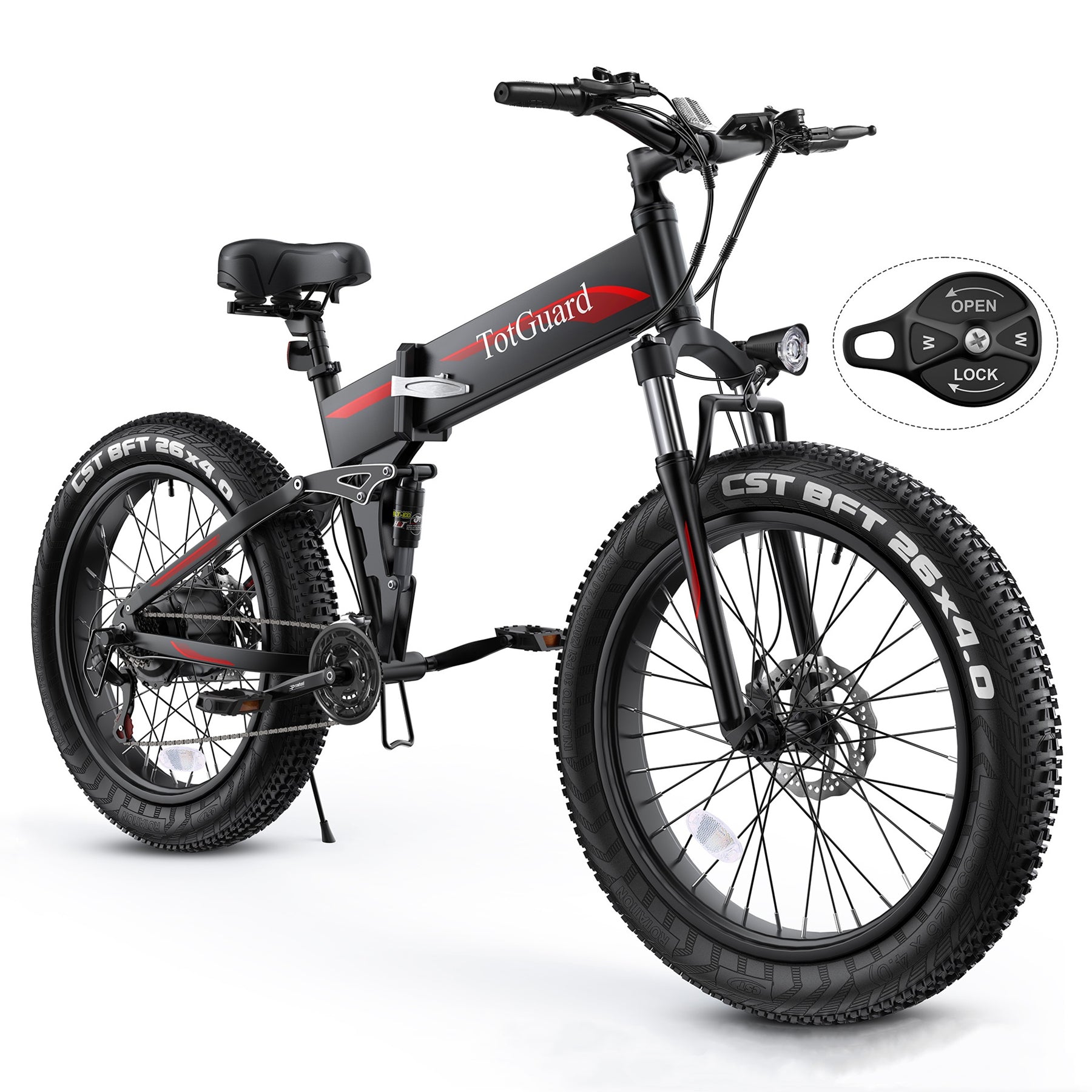 TotGuard Pioneer All Terrain Folding Fat Tire Electric Bike - TotGuard