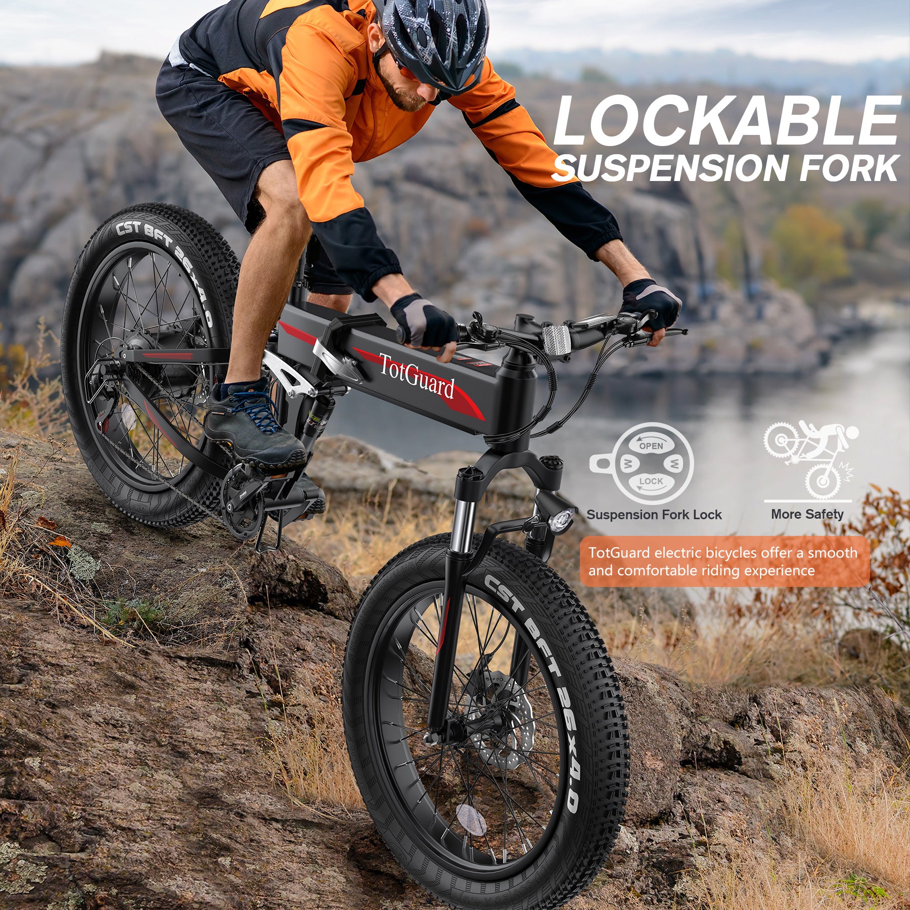 TotGuard Pioneer All Terrain Folding Fat Tire Electric Bike - TotGuard