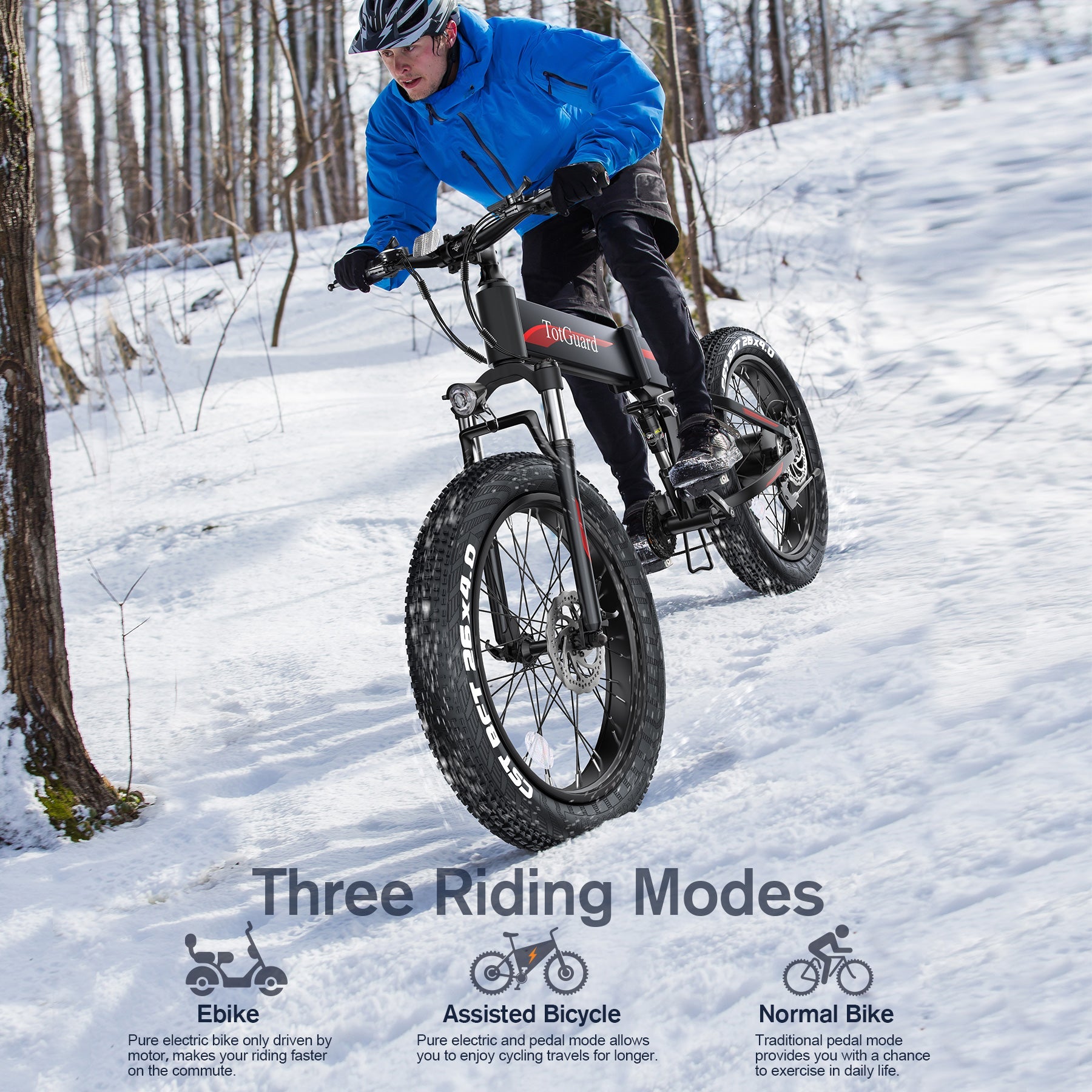 TotGuard T-268 All Terrain Folding Fat Tire Electric Bike - TotGuard