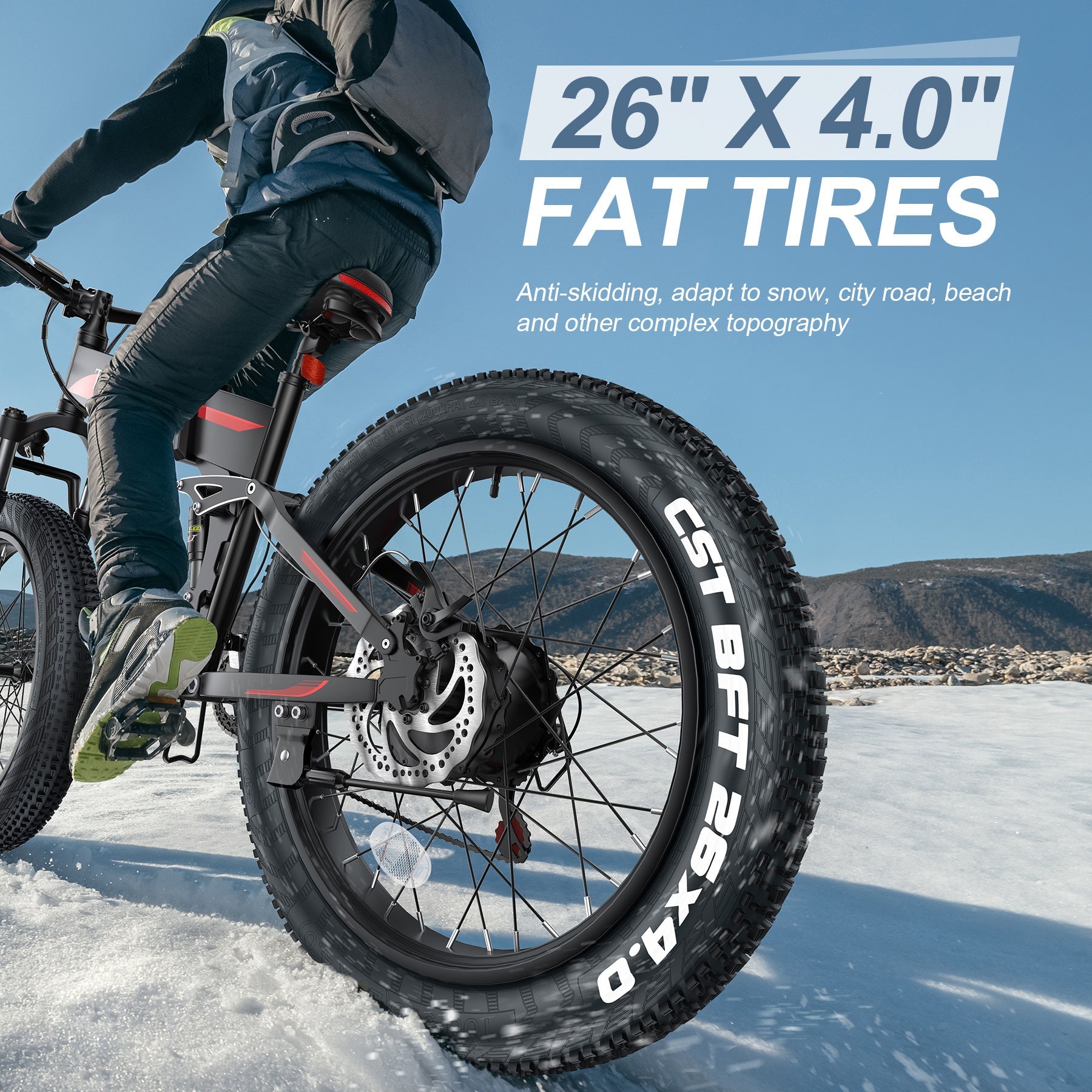 TotGuard T-268 All Terrain Folding Fat Tire Electric Bike - TotGuard