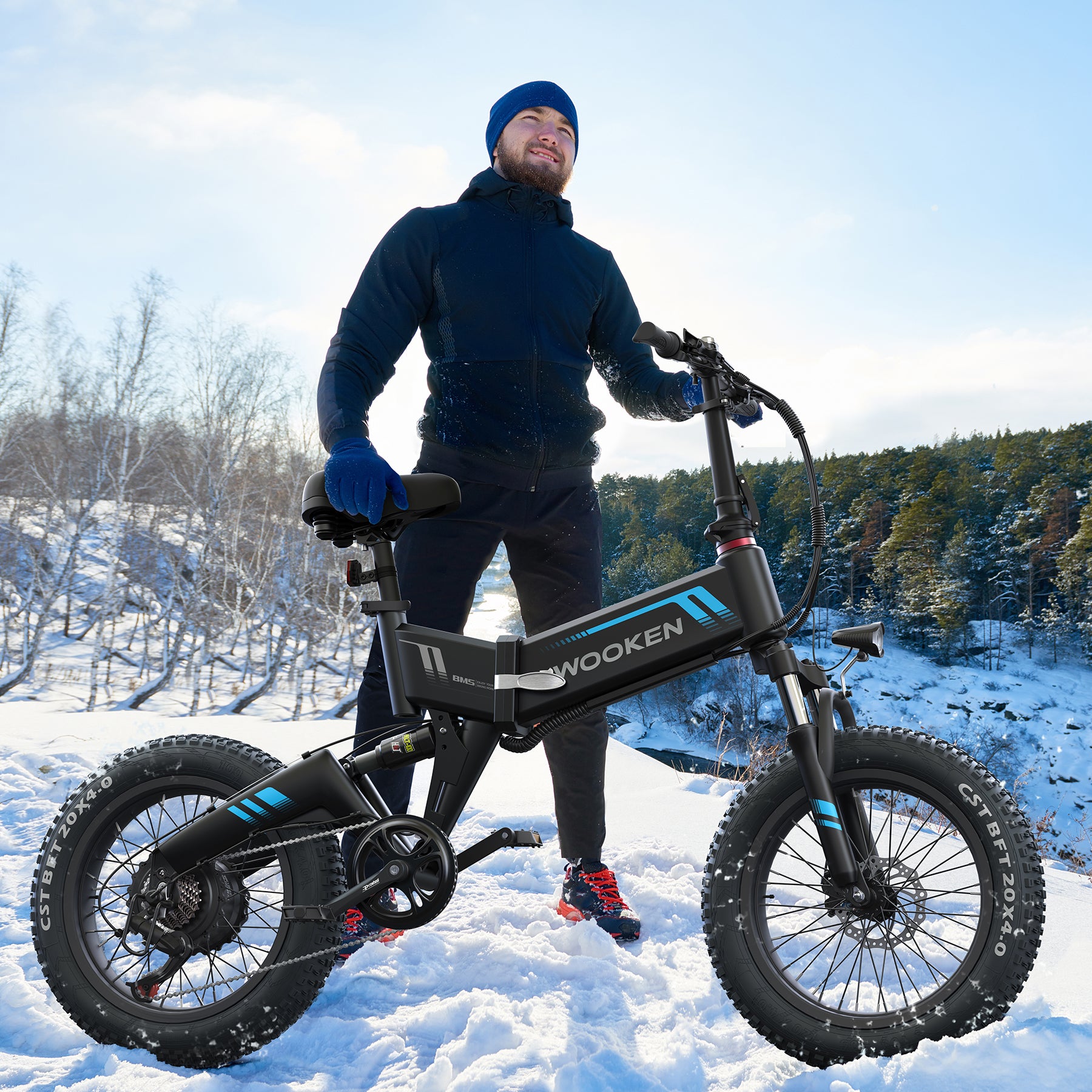 TotGuard Wooken Full Suspension Folding Fat Tire Electric Bike - TotGuard