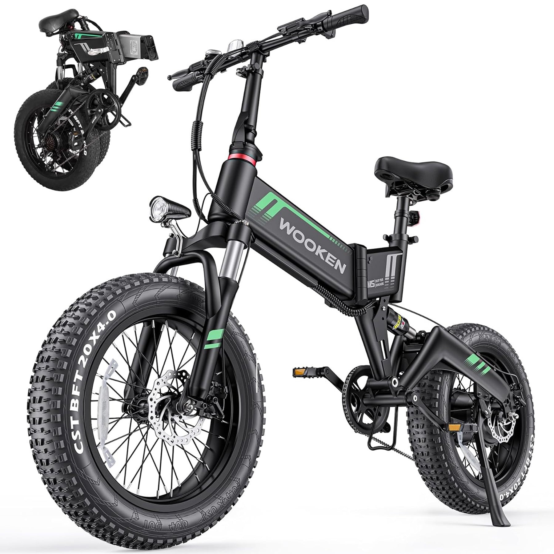 TotGuard Wooken Full Suspension Folding Fat Tire Electric Bike - TotGuard