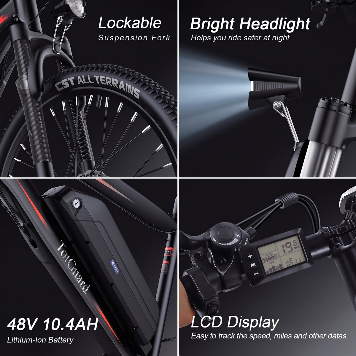 TotGuard Trekker Hardtail Trail Electric Mountain Bike - TotGuard